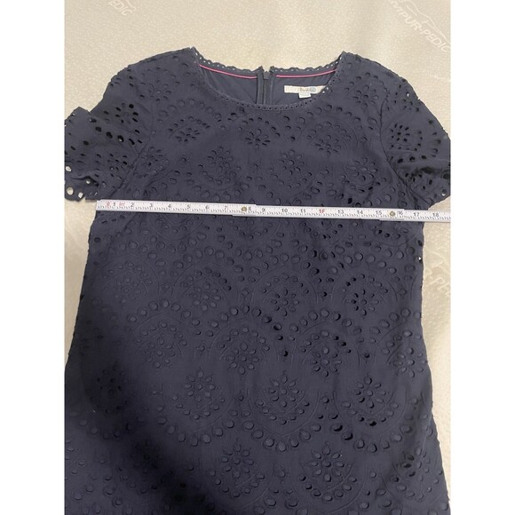 Boden Isadora Broderie Eyelet Navy Blue Cotton Women’s Mid Zipper Dress Size 8R - Picture 7 of 11